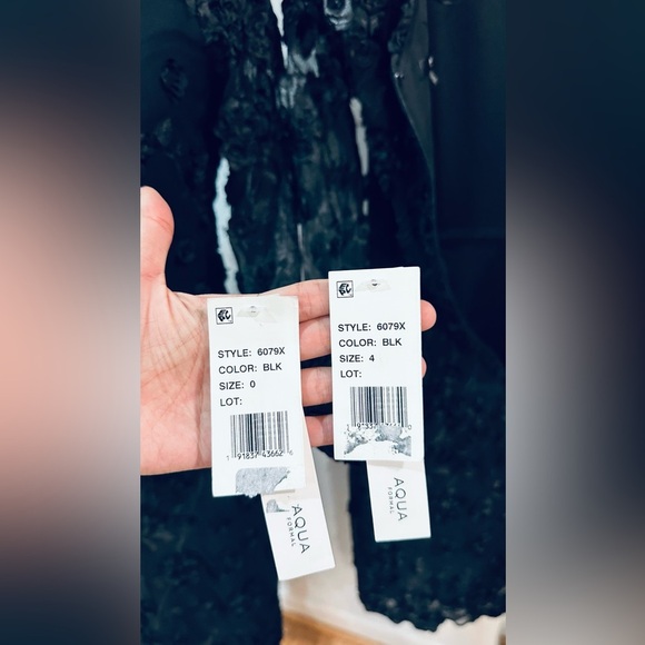 NWT AQUA Floral Embroidered Cocktail Party Dress Midi Long Sleeve Black - Picture 8 of 15